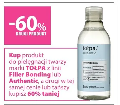 Produkty do pielęgnacji twarzy z linii Filler Bonding lub Authentic Tołpa promocja w Hebe