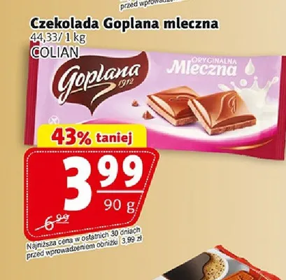 Czekolada Goplana mleczna promocja w Prim Market