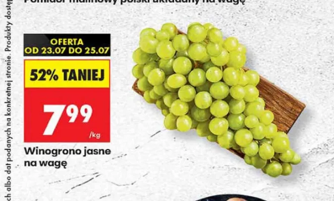 Winogrono jasne na wagę promocja w Biedronka