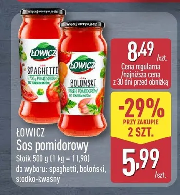 Sos pomidorowy słodko-kwaśny Łowicz promocja w Aldi