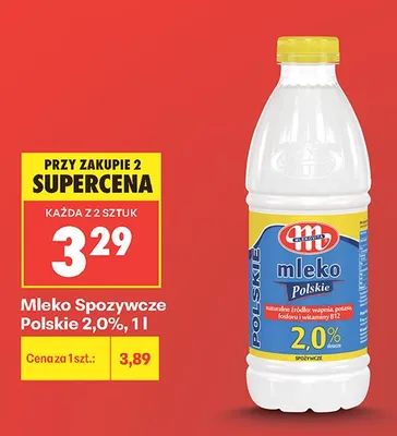 Mleko Spożywcze Polskie 2,0% Mlekovita promocja w Biedronka