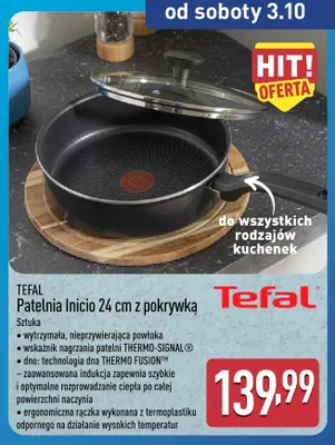 Patelnia Inicio 24 cm z pokrywką Tefal promocja w Aldi
