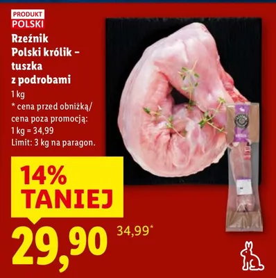 Królik polski - tuszka z podrobami promocja w Lidl