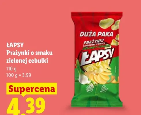 Prażynki o smaku zielonej cebulki Łapsy promocja w Lidl