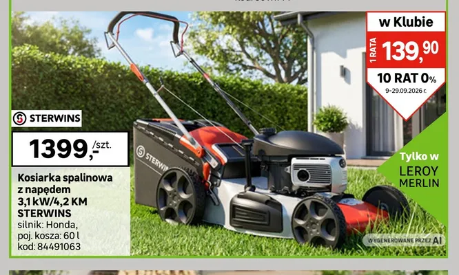 Kosiarka spalinowa z napędem Sterwins promocja w Leroy Merlin