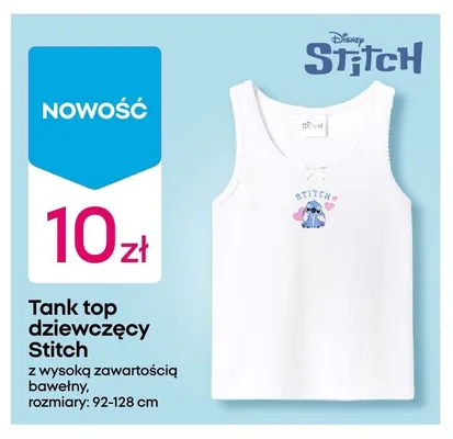 Tank top dziewczęcy Disney Stitch promocja w Pepco