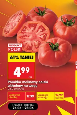 Pomidor malinowy polski układany na wagę promocja w Biedronka