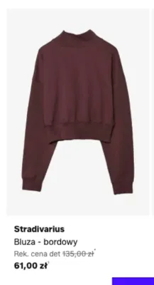 Bluza Stradivarius bordowy promocja w Lounge by Zalando