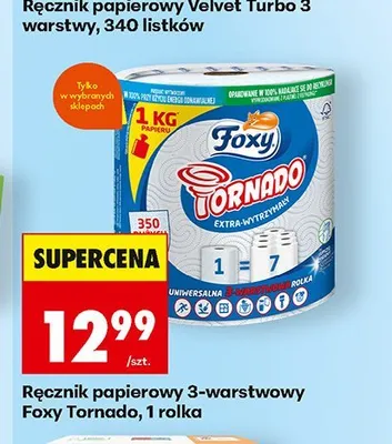 Ręcznik papierowy Foxy Tornado 3-warstwowy promocja w Biedronka