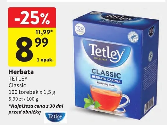 Herbata Classic 100 torebek x 1,5g promocja w Intermarche