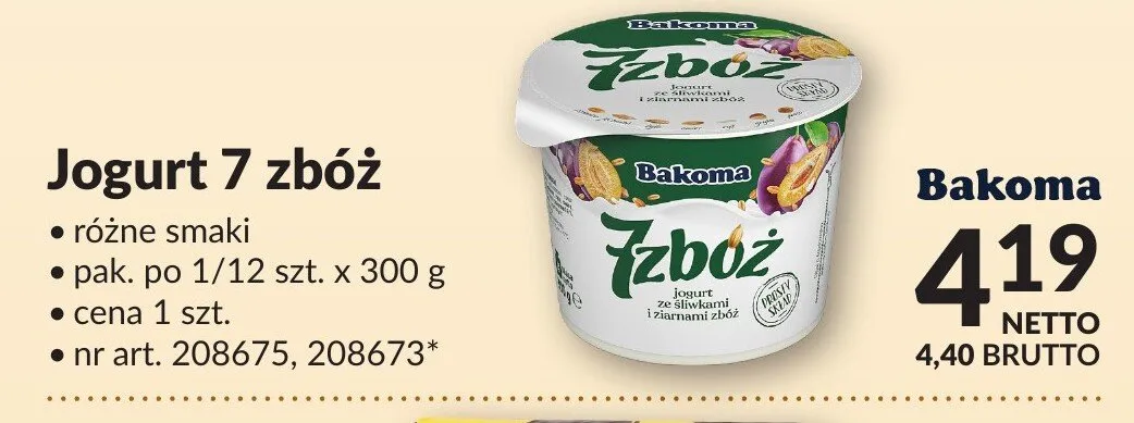 Jogurt 7 zbóż różne smaki promocja w Makro