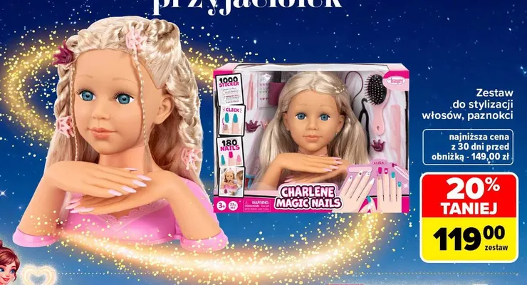 Zestaw do stylizacji włosów, paznokci Charlene Magic Nails Bayer promocja w Carrefour