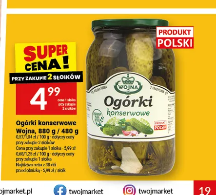 Ogórki konserwowe Wojna promocja w Twój Market