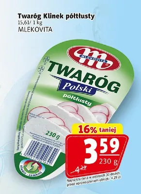 Twaróg Klinek półtłusty Mlekovita promocja w Prim Market