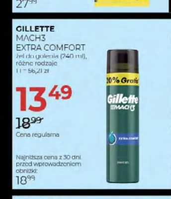 Żel do golenia Gillette Mach3 Extra Comfort promocja w Drogerie Jawa