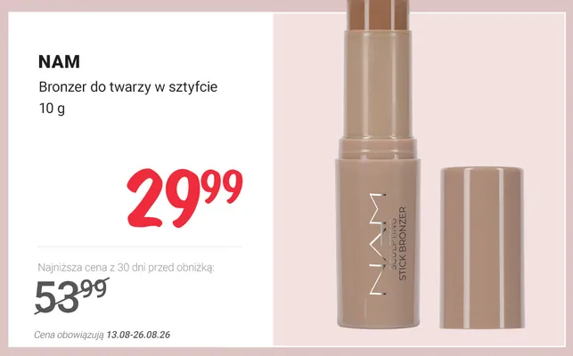Bronzer do twarzy w sztyfcie NAM Sculpting Stick promocja w Rossmann