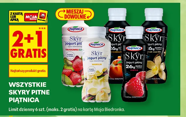 Skyr jogurt pitny brzoskwinia Piątnica promocja w Biedronka