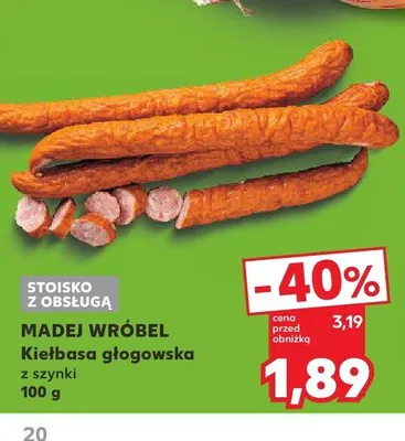 Kiełbasa głogowska z szynki Madej Wróbel promocja w Kaufland