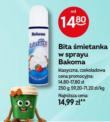 Bita śmietanka w sprayu Bakoma klasyczna promocja w Żabka