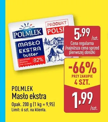 Masło ekstra Polmlek promocja w Aldi