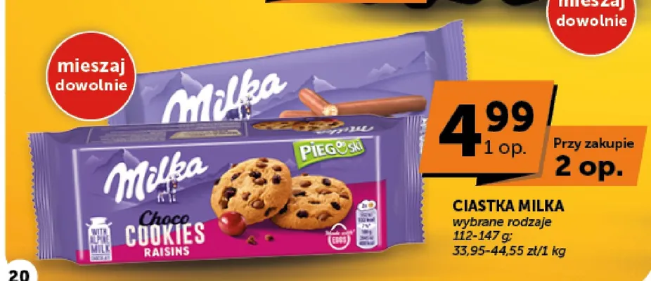 Ciastka Milka Choco Cookies Raisins Pieguski promocja w ABC