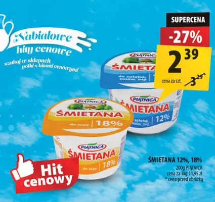 Śmietana 18% Piątnica promocja w Arhelan
