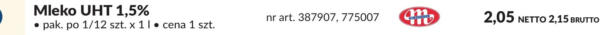 Mleko UHT 1,5% promocja w Makro