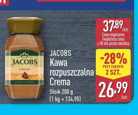 Kawa rozpuszczalna Crema Jacobs promocja w Aldi
