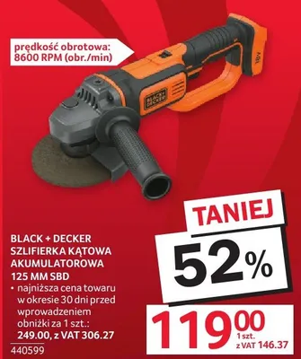 Szlifierka kątowa BLACK+DECKER 125 MM SBD promocja w Selgros