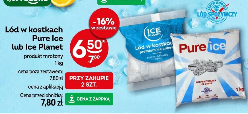 Lód w kostkach Pure Ice lub Ice Planet promocja w Żabka