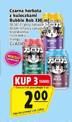 Czarna herbata z kuleczkami Bubble Bob brzoskwinia promocja w Prim Market