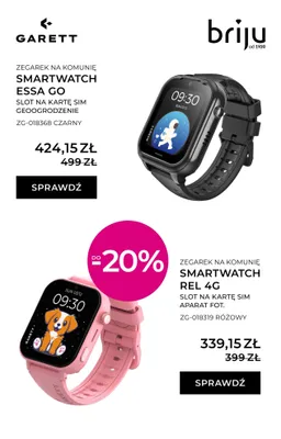 Smartwatch Essa Go zegarek na komunię slot na kartę SIM geoogrodzenie czarny promocja w Briju