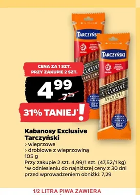 Kabanosy Exclusive wieprzowe Tarczyński promocja w Netto