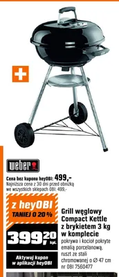 Grill węglowy Weber Compact Kettle z brykietem 3 kg promocja w OBI