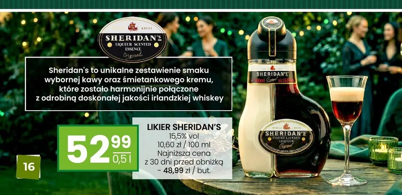 Likier Sheridan's 15,5% vol. promocja w Twój Market