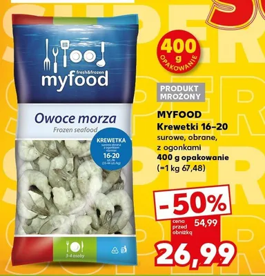 Krewetki surowe, obrane, z ogonkami promocja w Kaufland