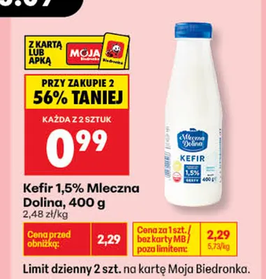 Kefir Mleczna Dolina 1,5% promocja w Biedronka