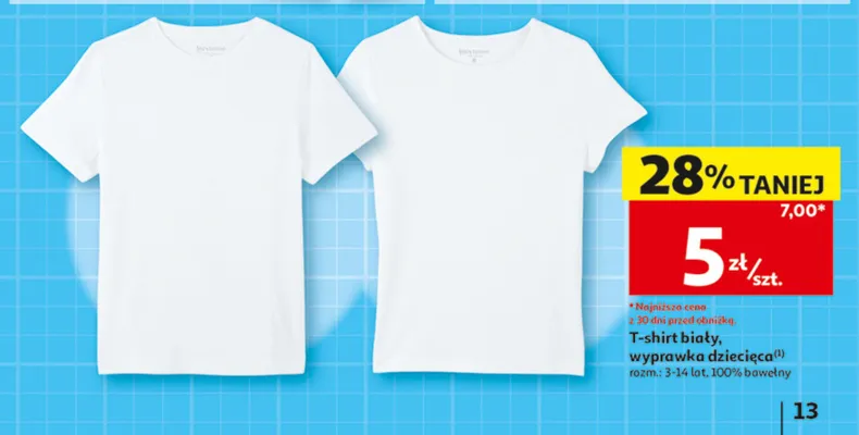 T-shirt biały wyprawka dziecięca promocja w Auchan