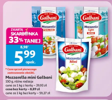 Mozzarella mini Galbani Perline promocja w Auchan