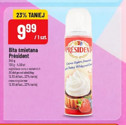 Bita śmietana Président promocja w POLOmarket
