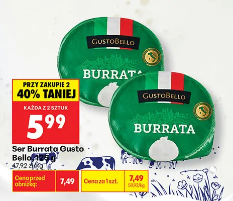 Ser burrata Gusto Bello promocja w Biedronka