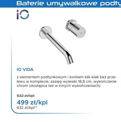 Bateria umywalkowa podtynkowa IO Vida chrom promocja w Blu Salony Łazienek