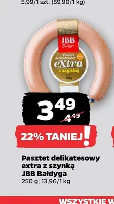 Pasztet delikatesowy extra z szynką JBB Bałdyga promocja w Netto