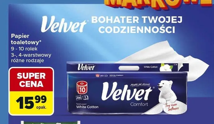 Papier toaletowy Velvet 3-, 4-warstwowy promocja w Carrefour Market