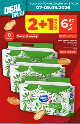 Papier toaletowy 8-pak 3-warstwowy Bunny Soft promocja w Dealz