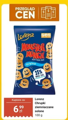 Chrupki ziemniaczane solone Monster Munch Original Lorenz promocja w Dino