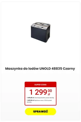 Maszynka do lodów UNOLD 48835 Czarny promocja w Media Expert