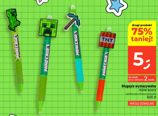 Długopis wymazywalny Minecraft promocja w Dealz