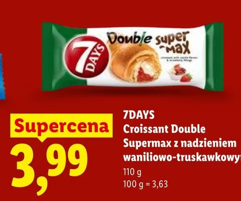Croissant Double Supermax z nadzieniem waniliowo-truskawkowym 7DAYS promocja w Lidl