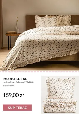Pościel Cheerful z mikrofibry z falbanką 220x200 cm + 2x50x60 promocja w Homla